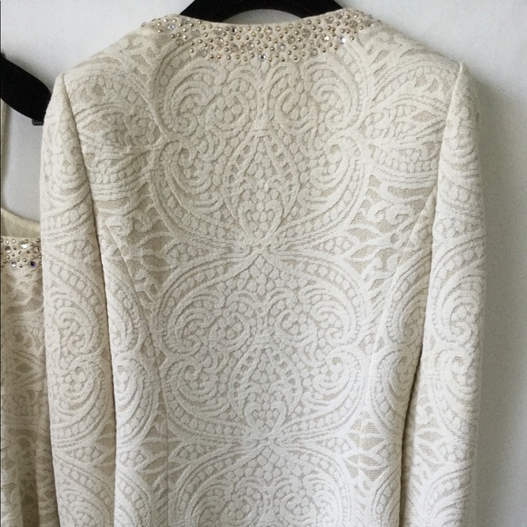 ST JOHN Gold Gilded Dress Jacket Swarovski Crystal - Picture 4 of 8